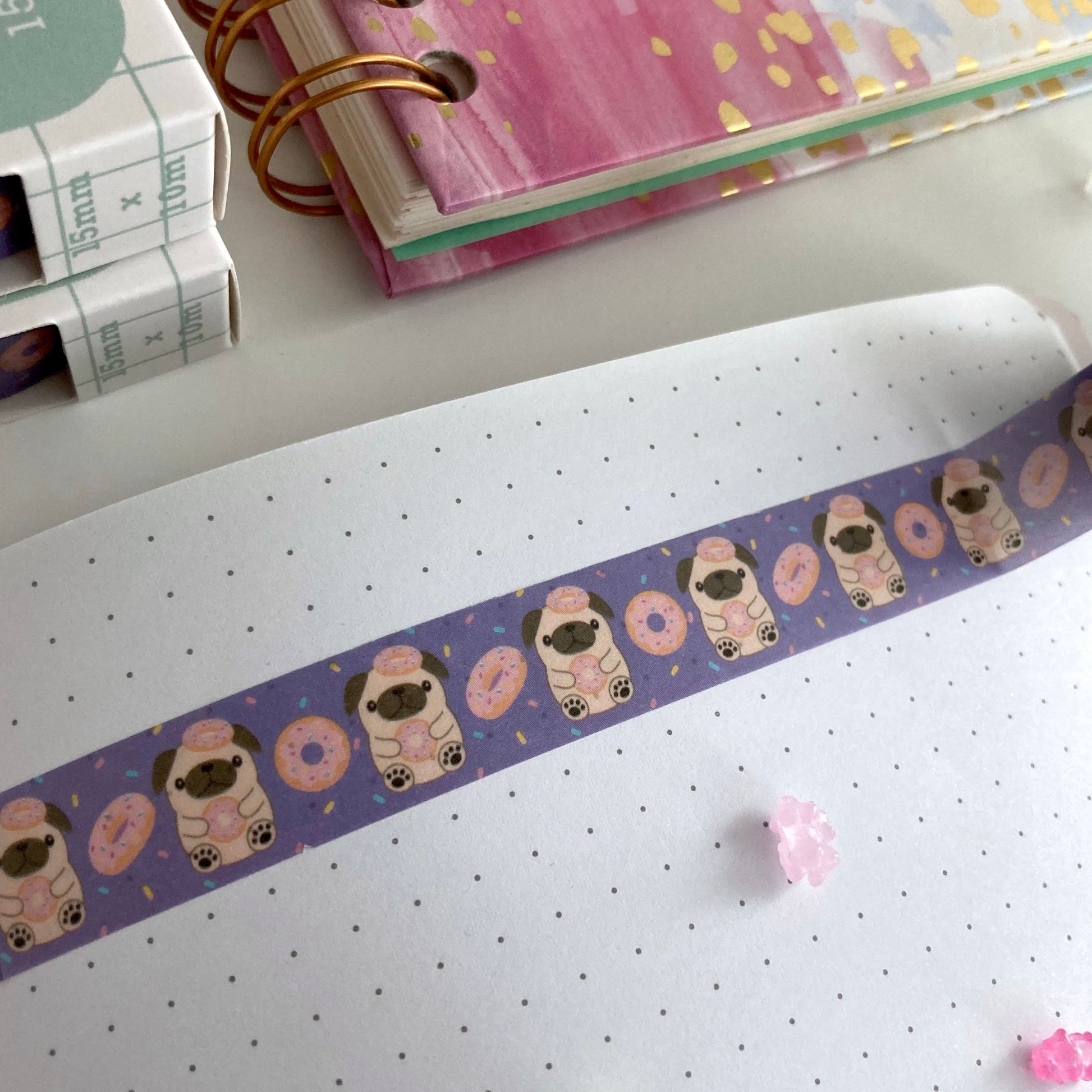 Ruban Washi Donut Pug - Cadeau pour les amoureux des chiens
