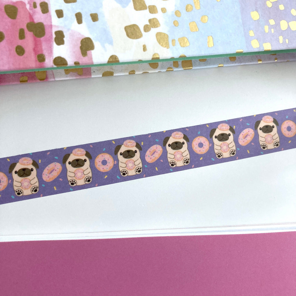 Ruban Washi Donut Pug - Cadeau pour les amoureux des chiens