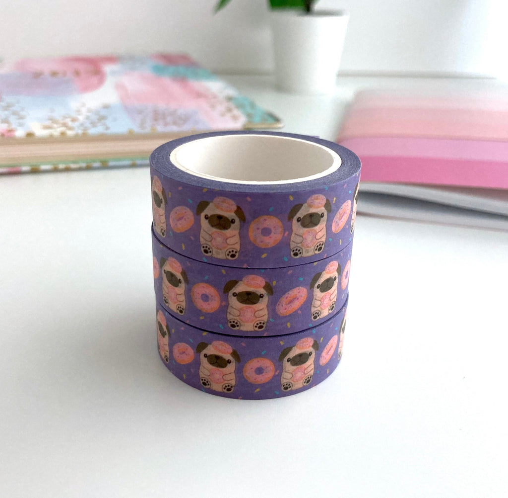 Ruban Washi Donut Pug - Cadeau pour les amoureux des chiens