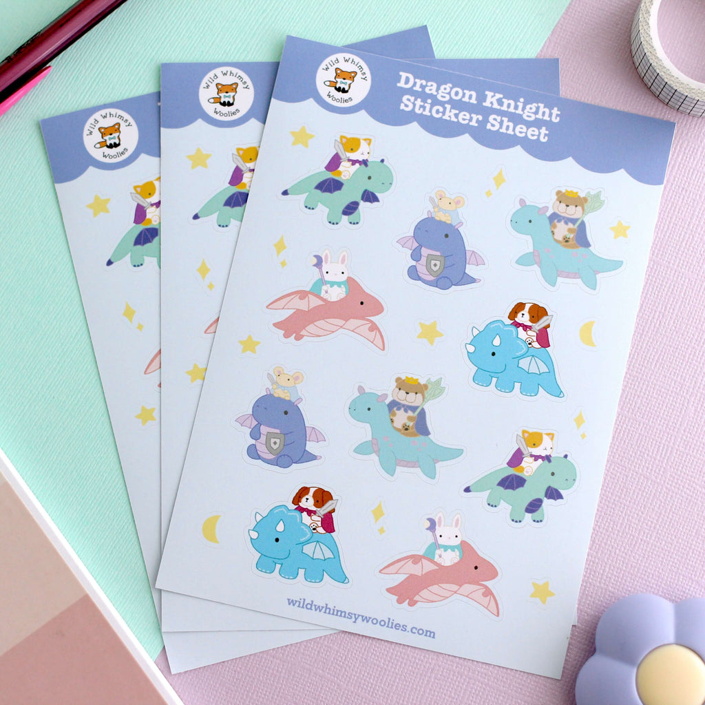 Feuille d'autocollants Dragon Knight - Autocollants en vinyle fantaisie