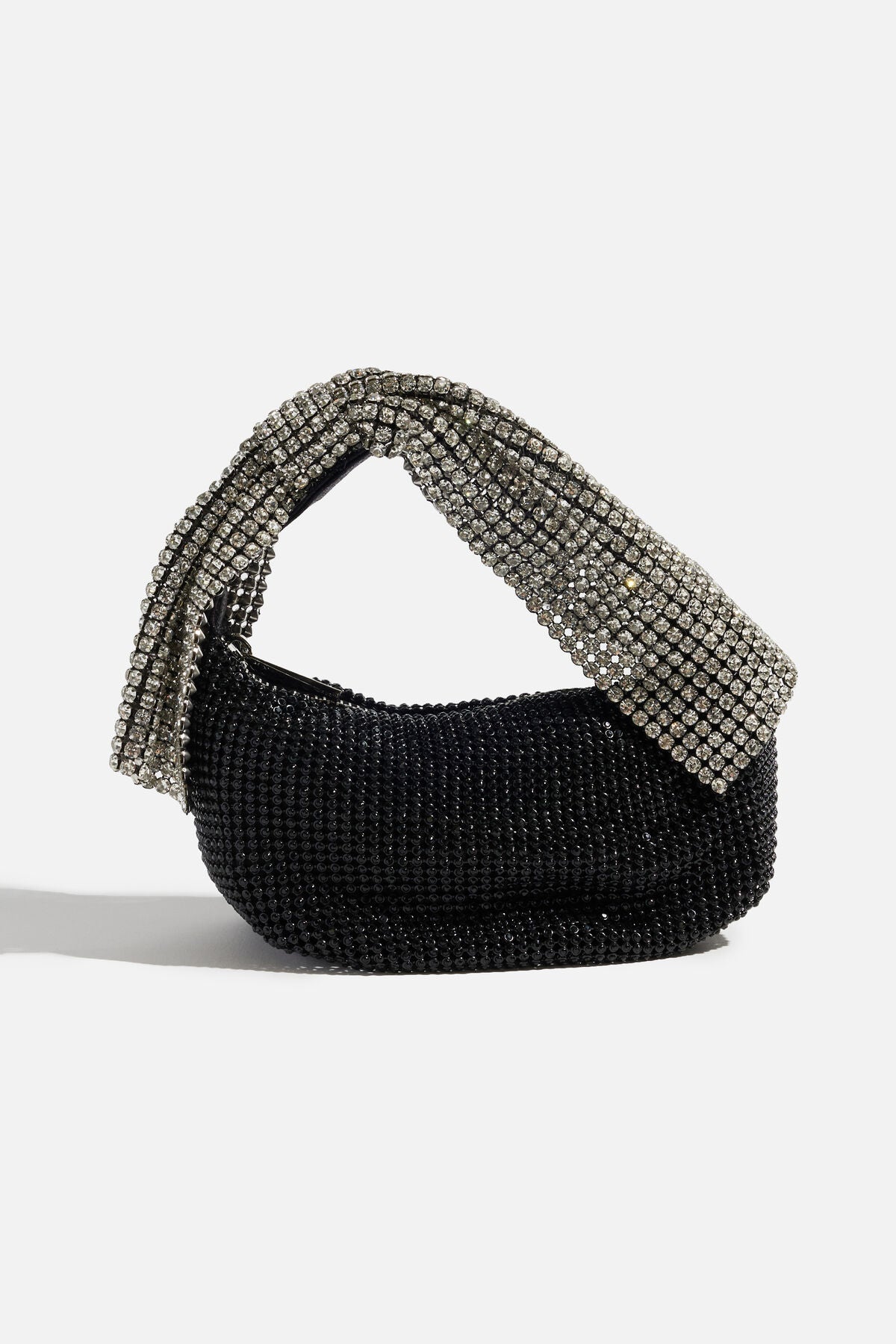 Sac à poignée avec nœud en pierres précieuses