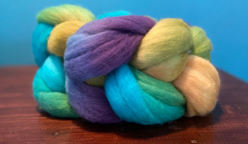 Laine mérinos peignée 19,5 non traitée - OOAK Rainbow Variegated
