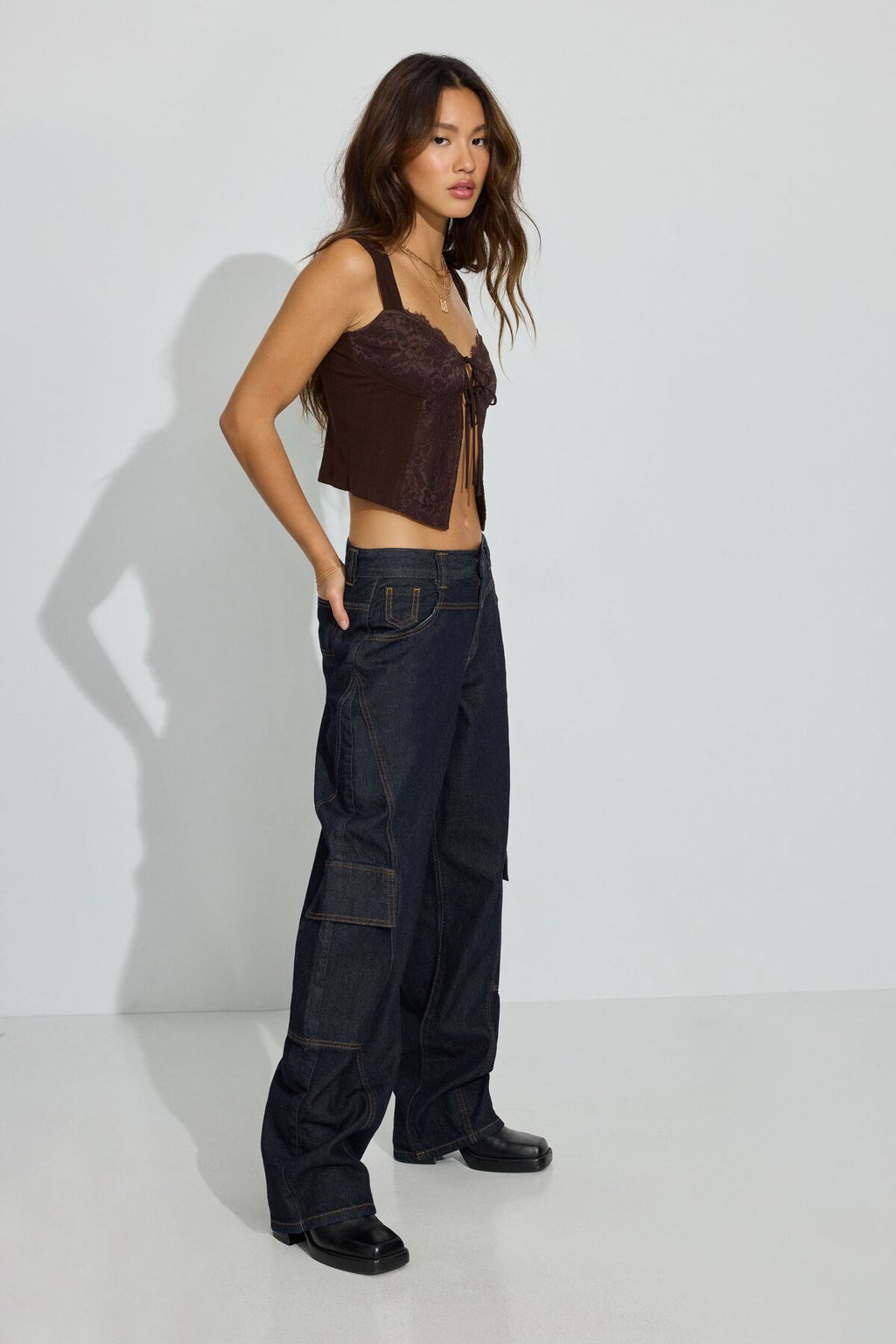 Jean cargo baggy taille basse