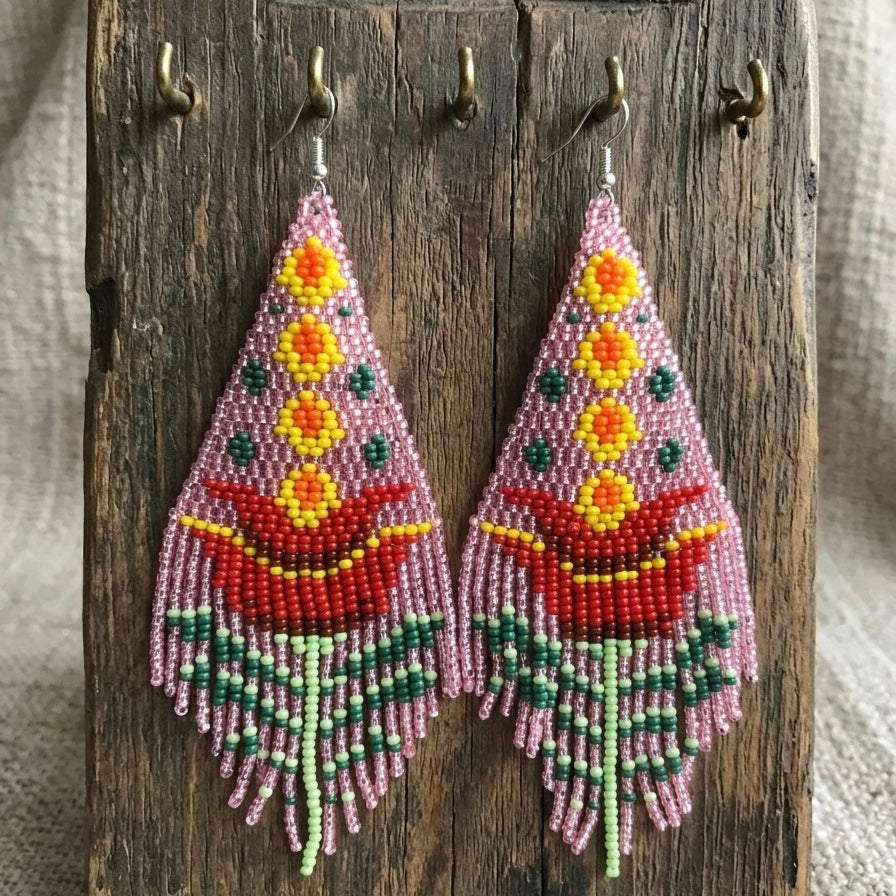 Pink Flame Blossom Drop Earrings
