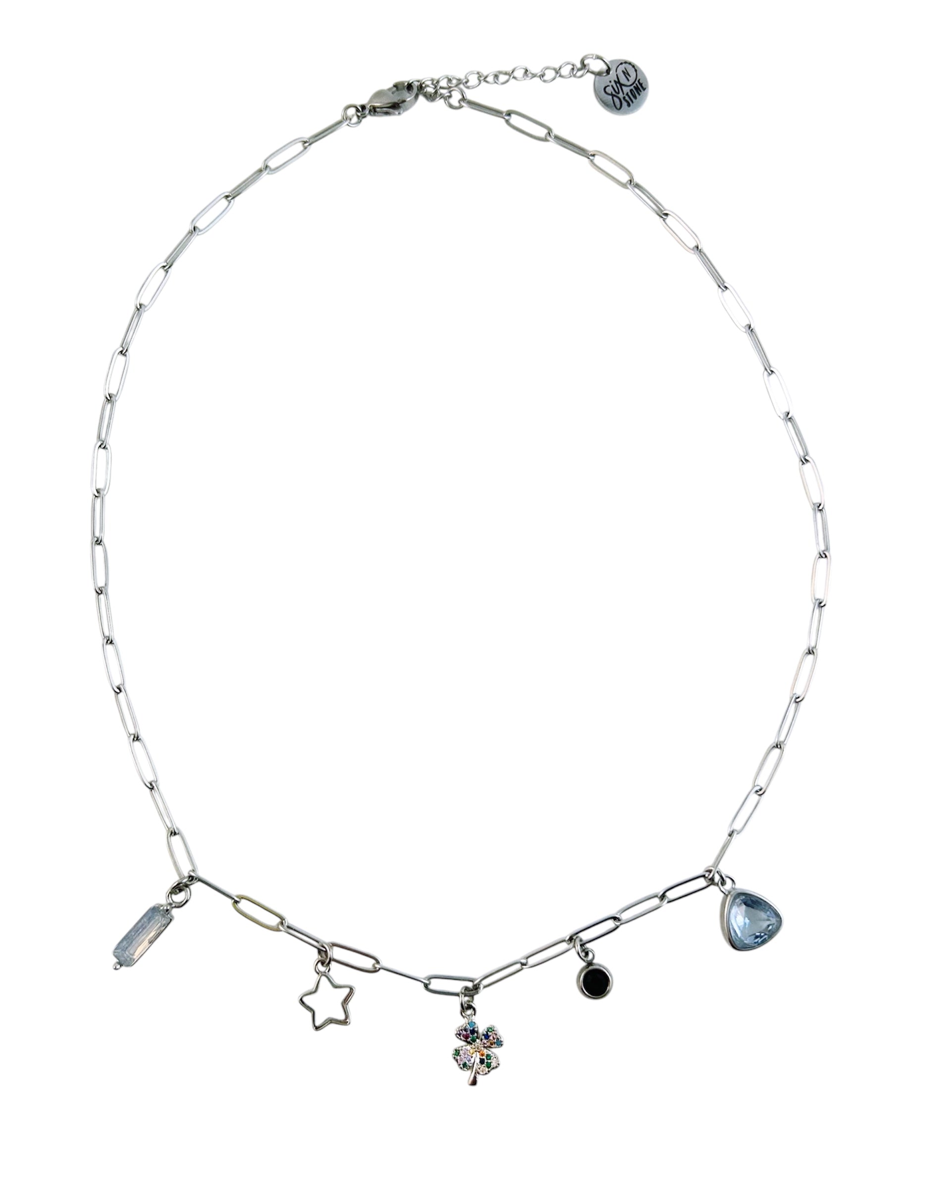Four Leaf Clover Charm Necklace - Silver