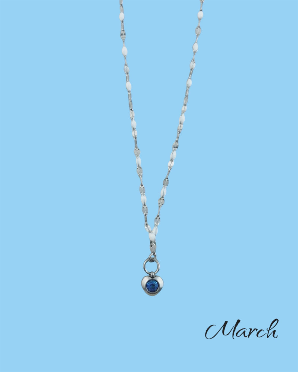 Colliers en argent avec pierres de cœur - différentes couleurs de pierres de naissance