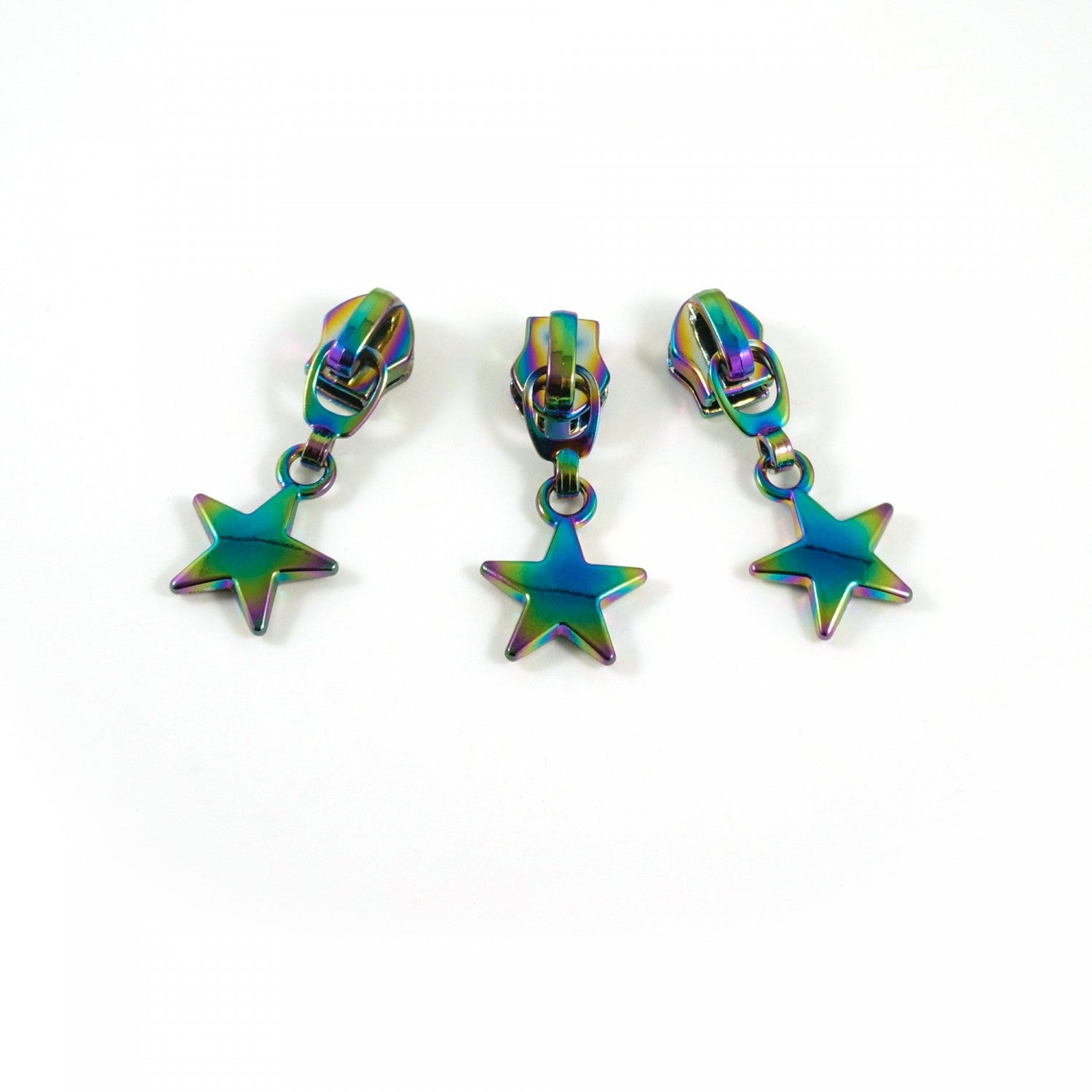 #5 Emmaline Slider avec tirette étoile pendante, lot de 10, arc-en-ciel