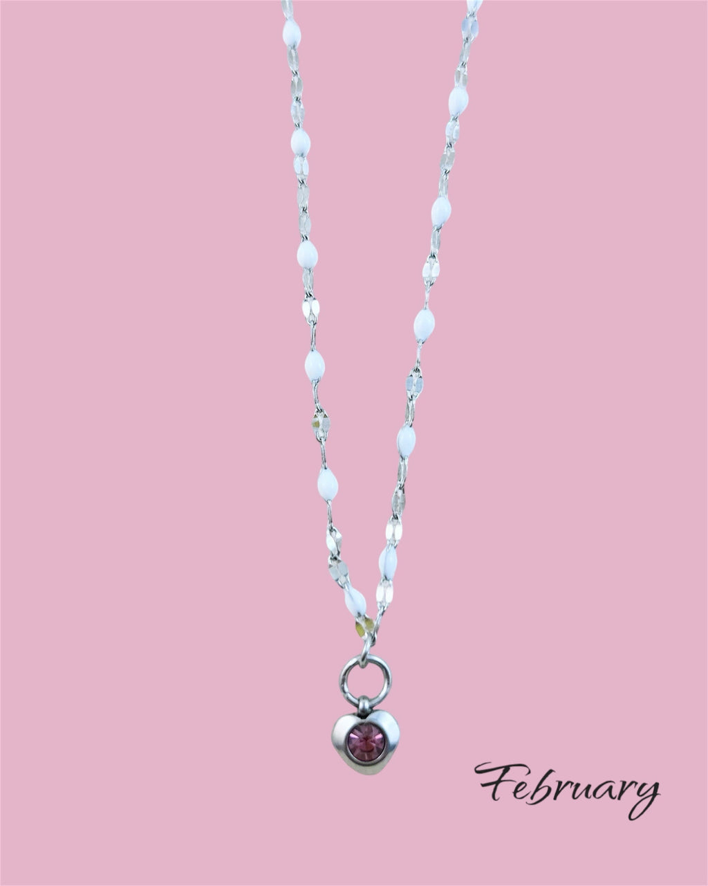 Colliers en argent avec pierres de cœur - différentes couleurs de pierres de naissance