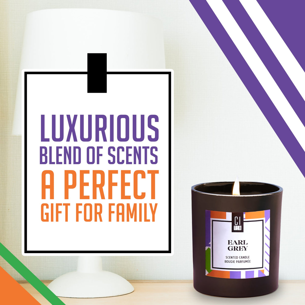 Earl Grey tea scent Soy Wax Candle - Bergamot & Rose - 8 oz