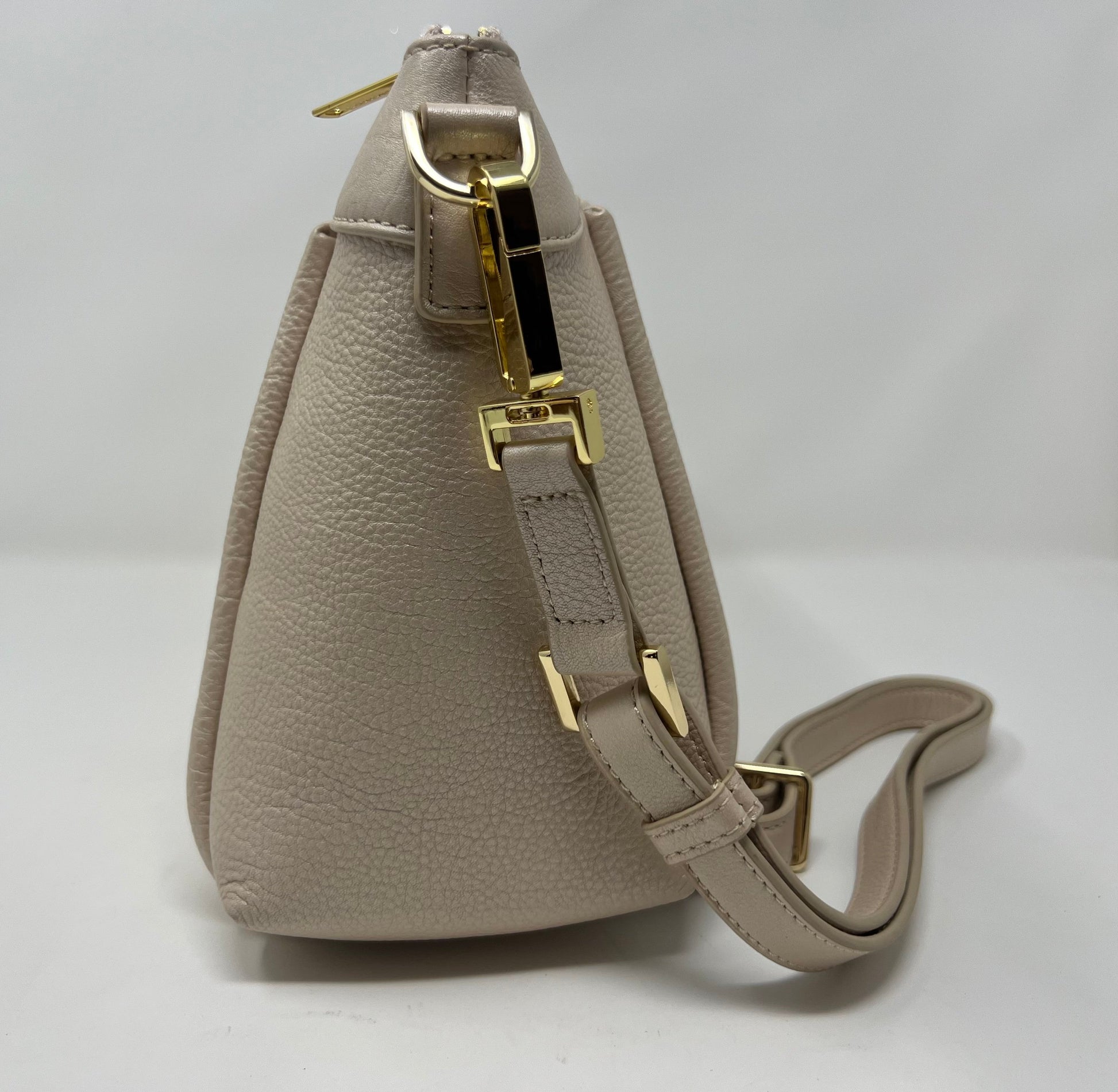 Leather Shoulder Bag, Champagne | Elena