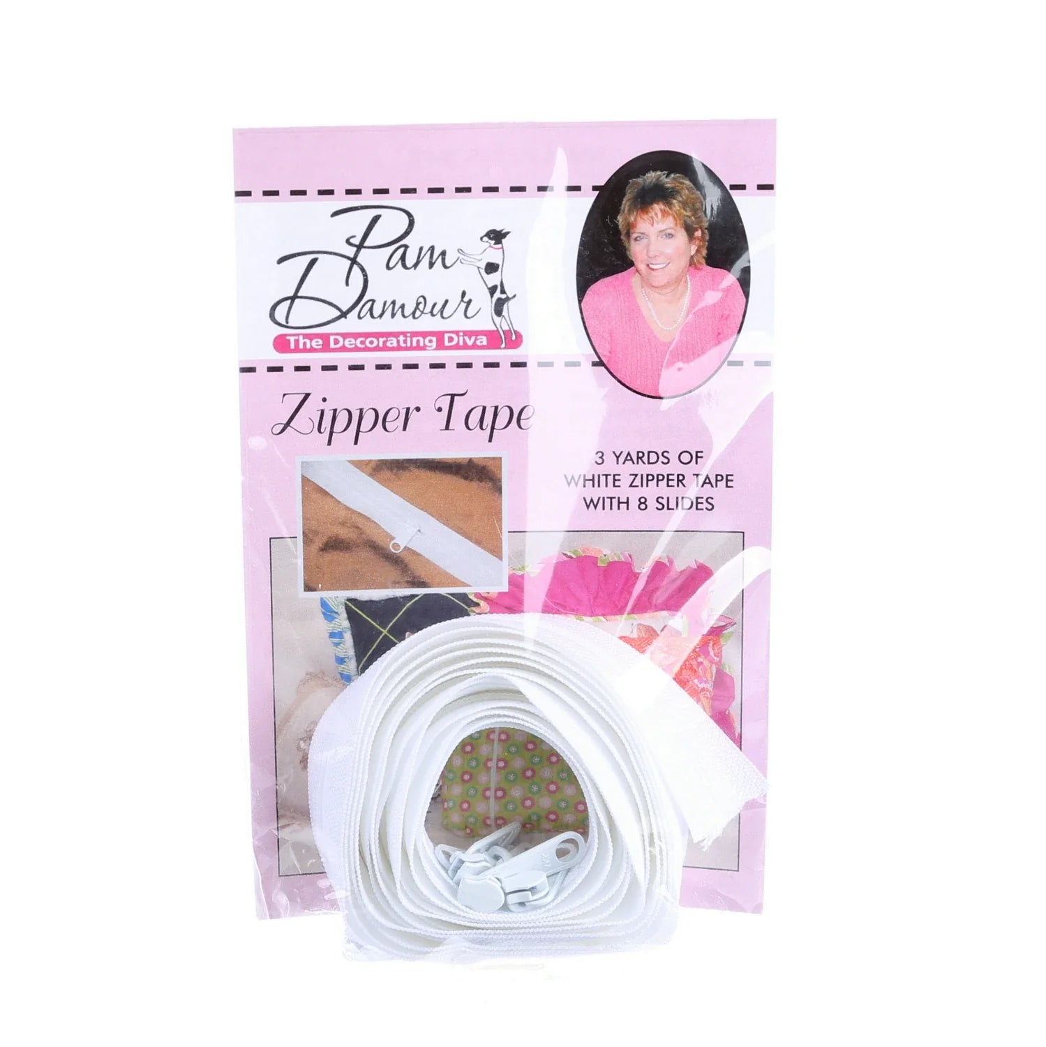 White Zipper Tape - 8 Slides - 3yards