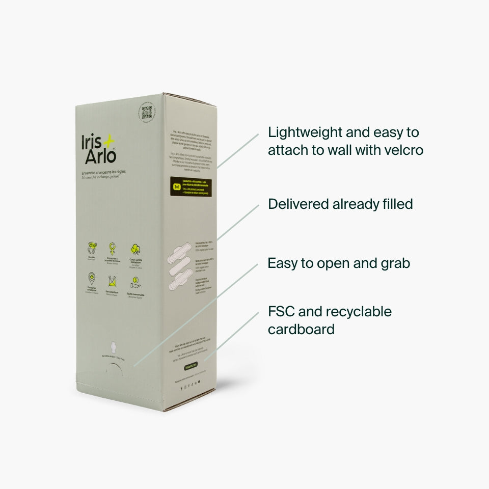 Wall-Mounted Cardboard Dispenser, 100% Organic Cotton Daily Pads