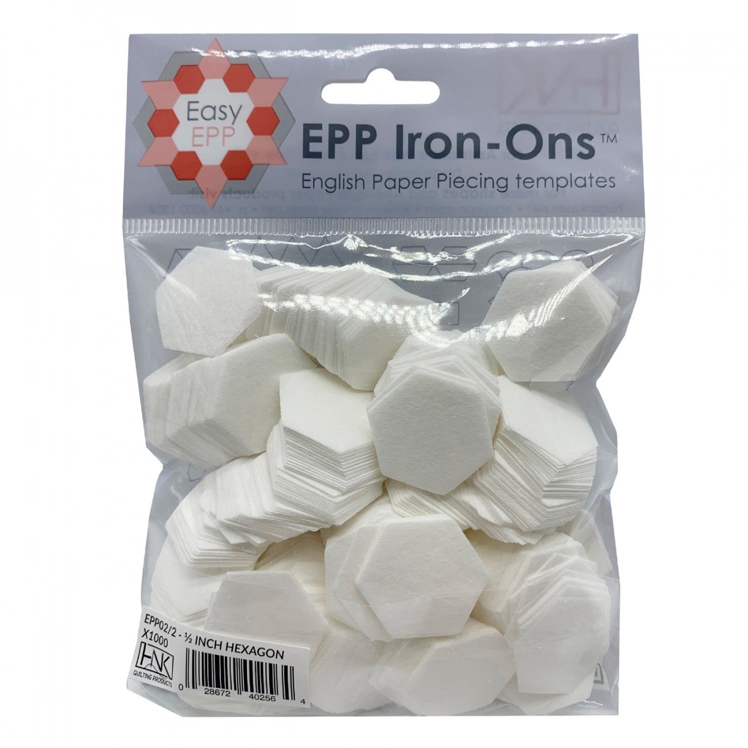 Lot de 1 000 patchs hexagonaux 1/2" à repasser