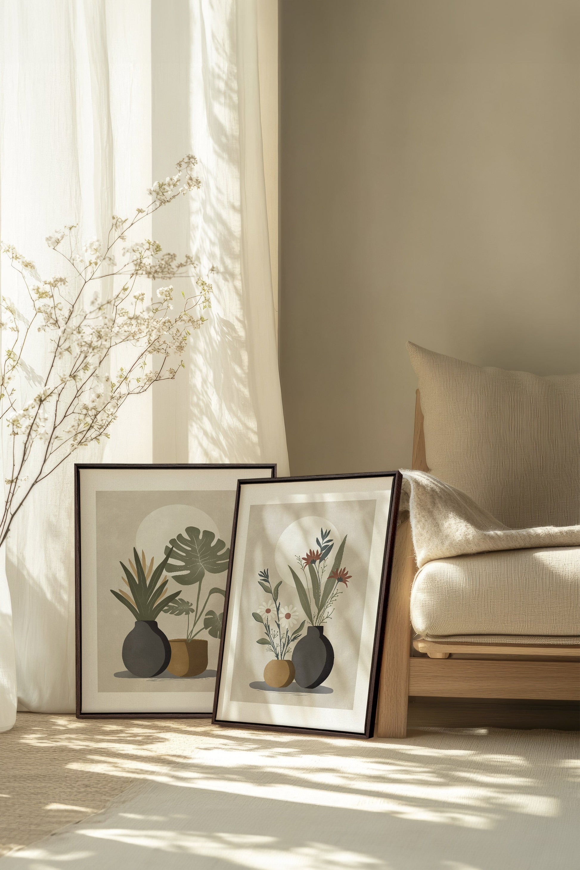 DUO FLORAL COMPLICITY (2 Stretched Canvas Artworks)