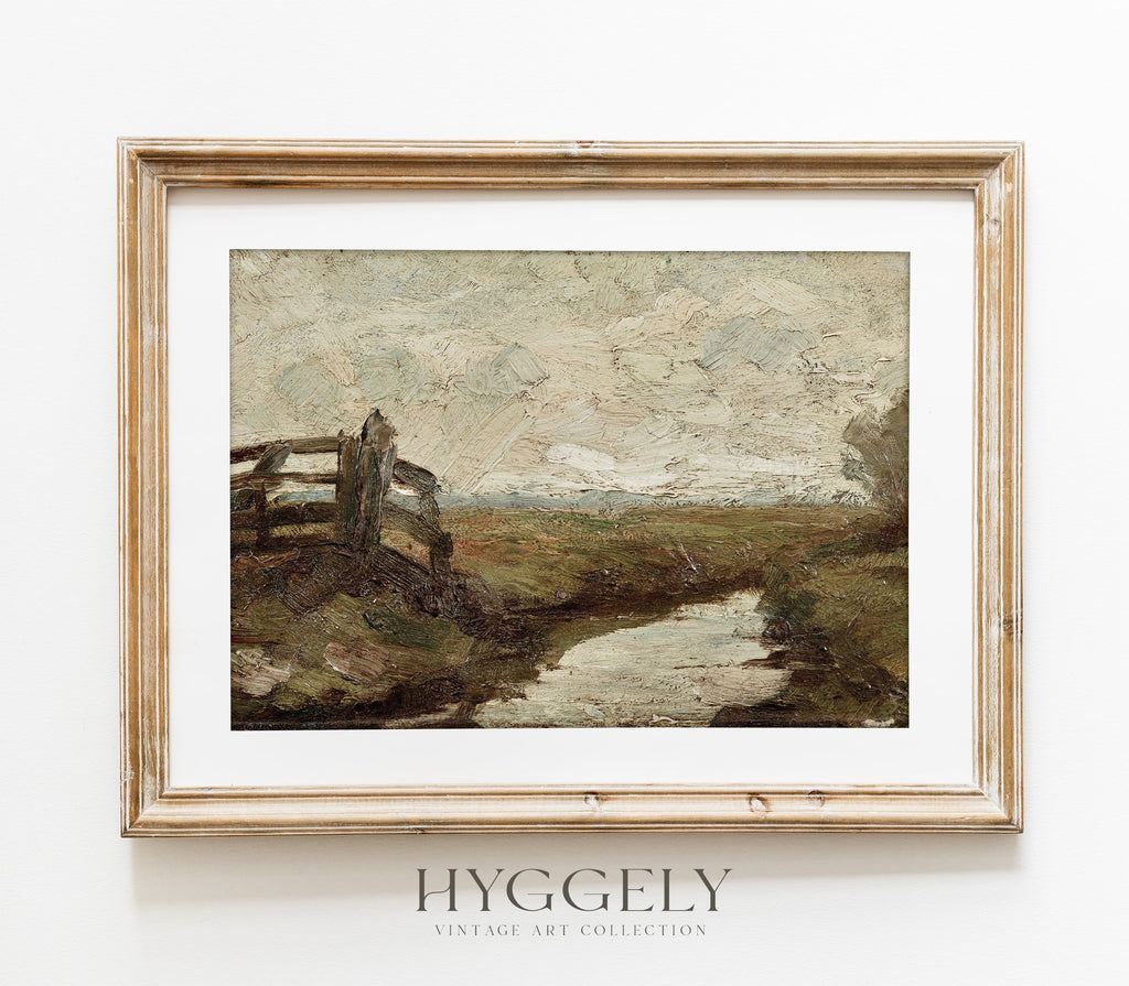 Estampe d'art représentant un paysage de ferme vintage L0117
