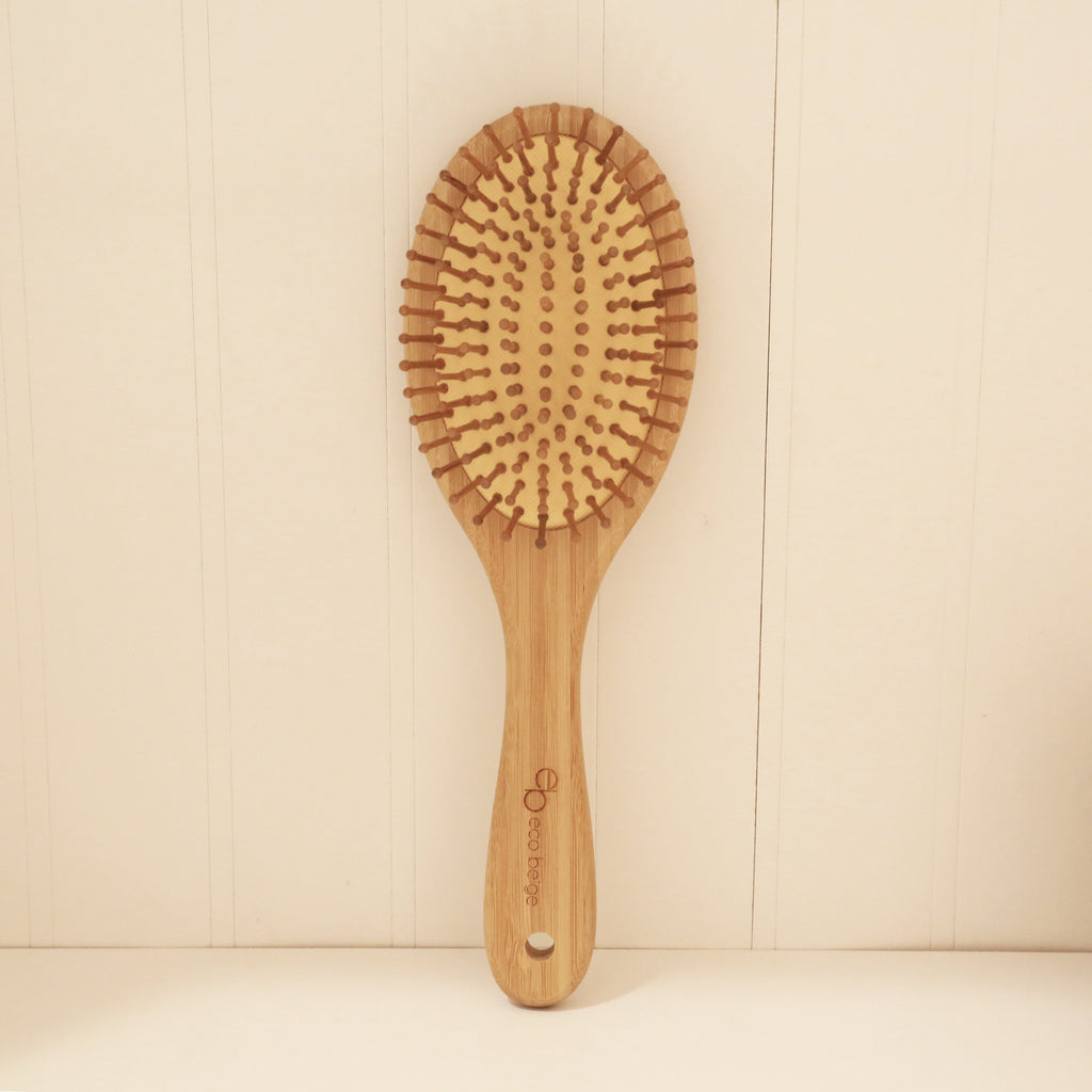 Brosse à cheveux ovale en bambou rembourrée