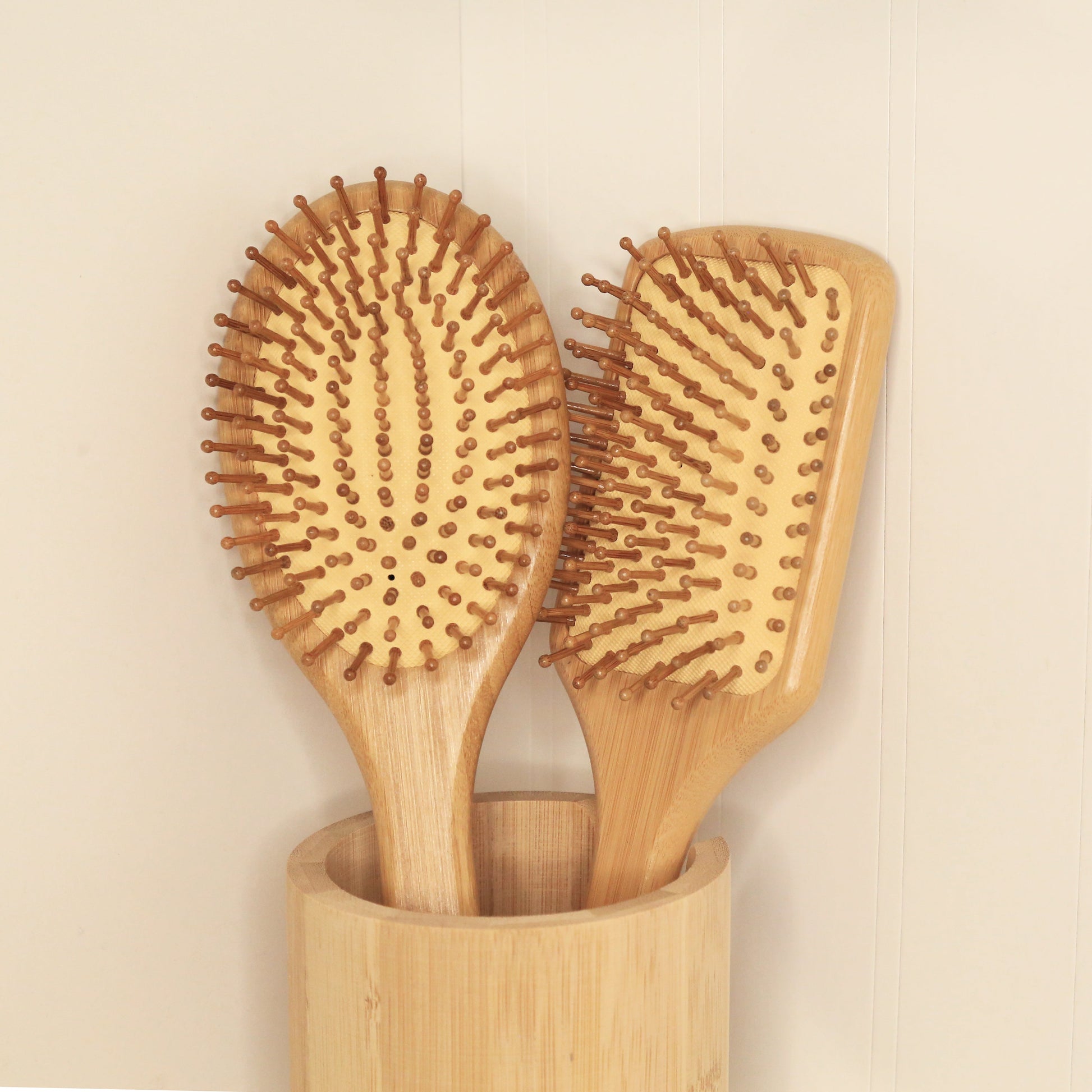 Brosse à cheveux en bambou rembourrée - Rectangulaire