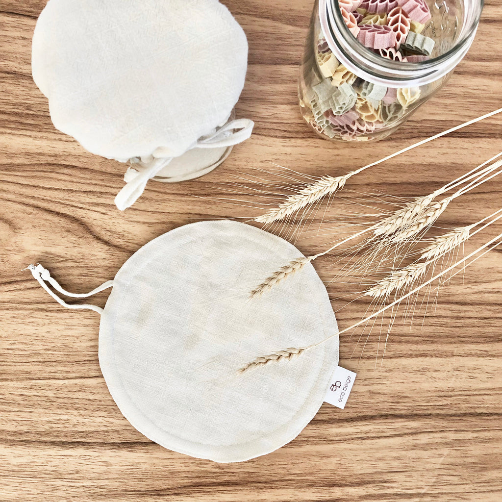 Couvercle en lin pour bocal et bol