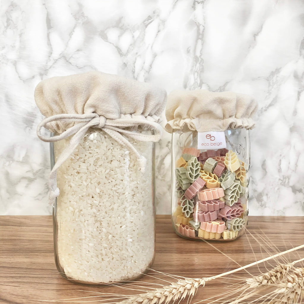 Couvercle en lin pour bocal et bol