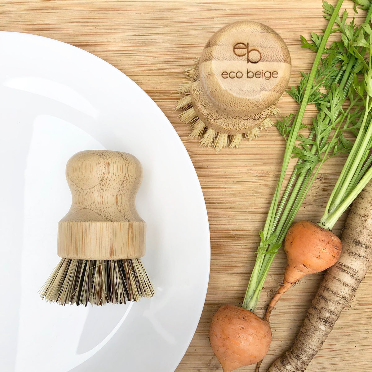 Brosse à récurer à poignée en bambou