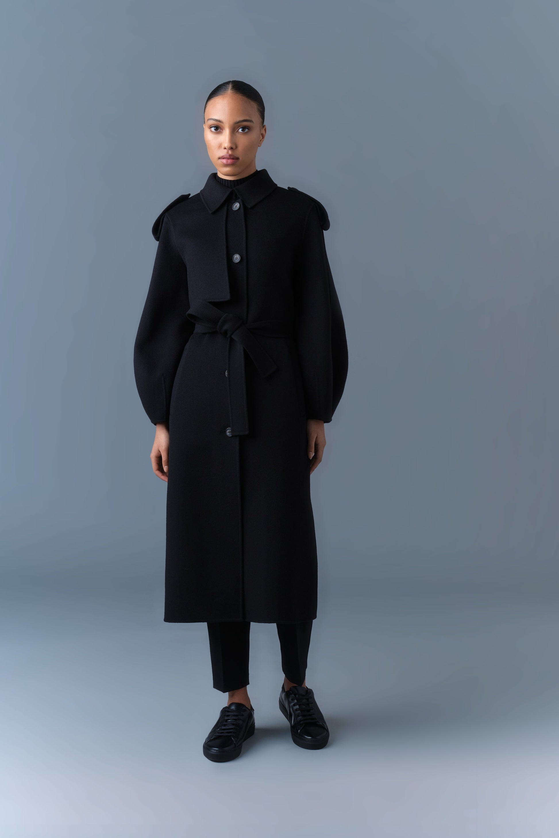Manteau en laine double face CEYLA avec ceinture