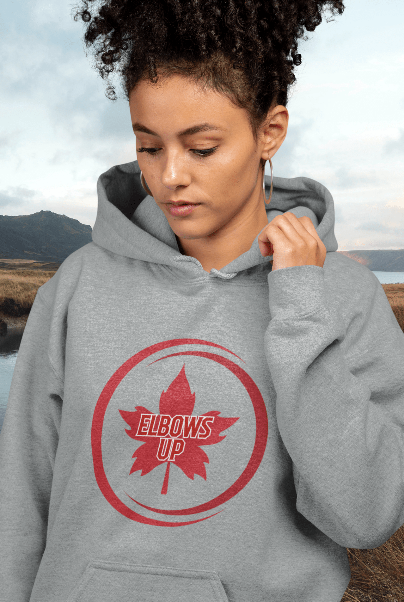 Elbows Up Maple Leaf Unisex Pullover Hoodie – Canadian Statement
