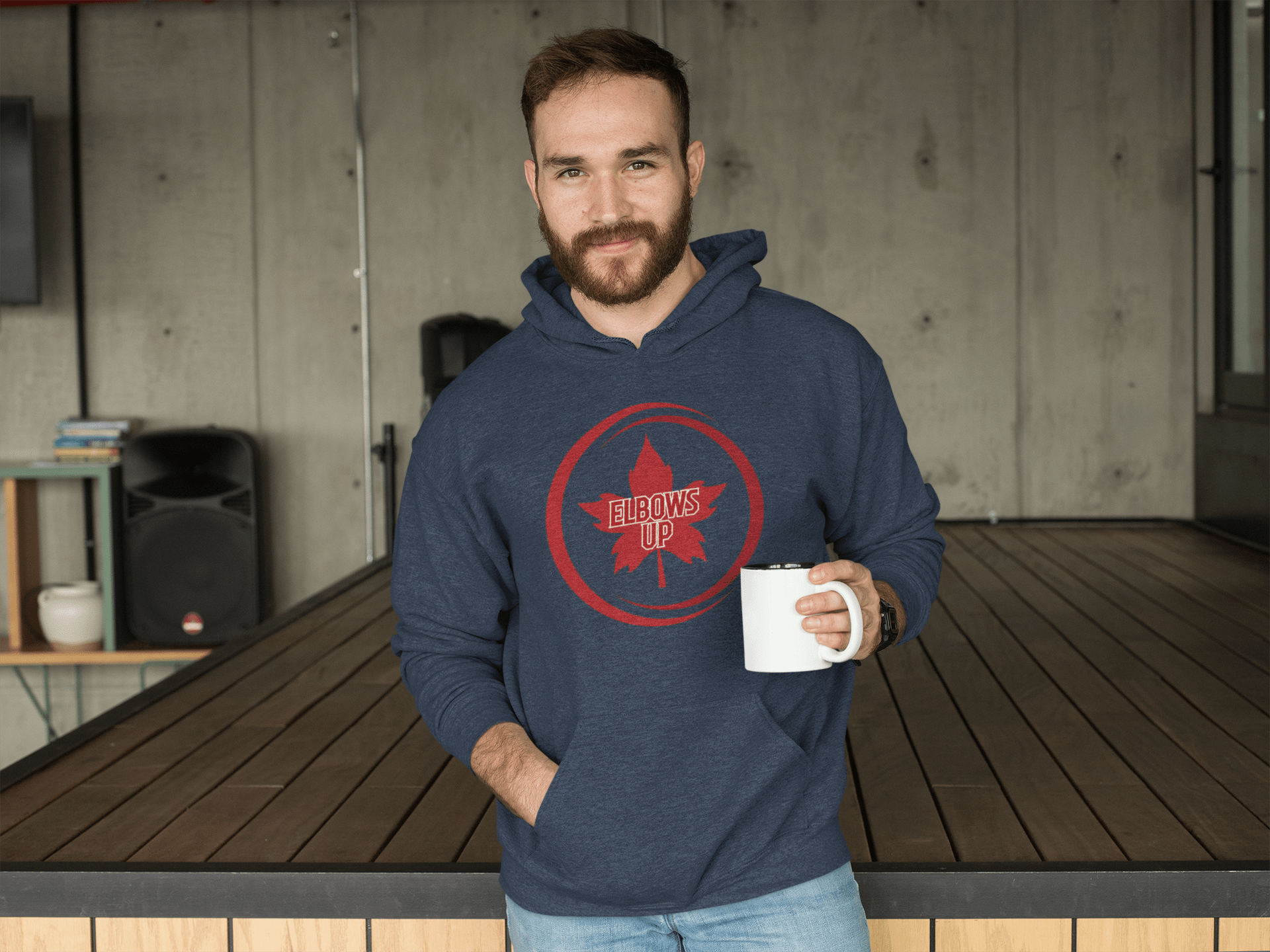 Elbows Up Maple Leaf Unisex Pullover Hoodie – Canadian Statement