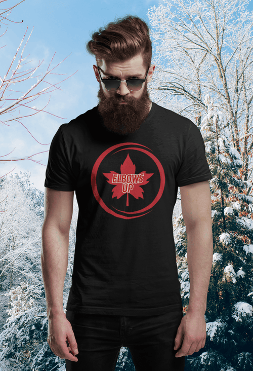 T-shirt ras du cou unisexe « Elbows Up » motif feuille d'érable | Gildan® 64000