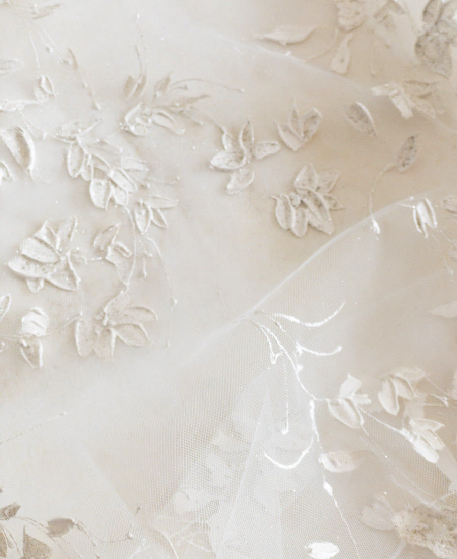 Élise hand painted floral bridal veil