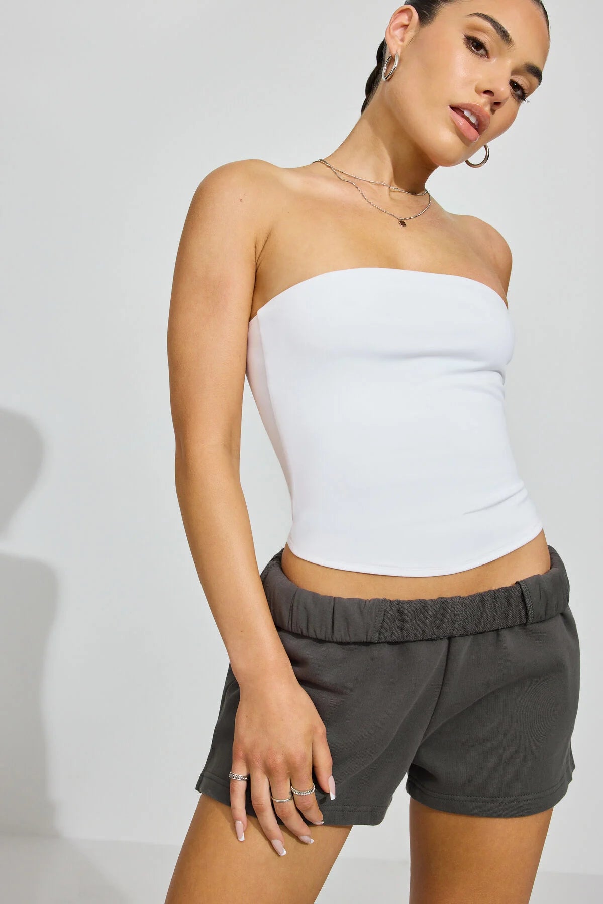 Short taille haute en tissu éponge doux des années 80