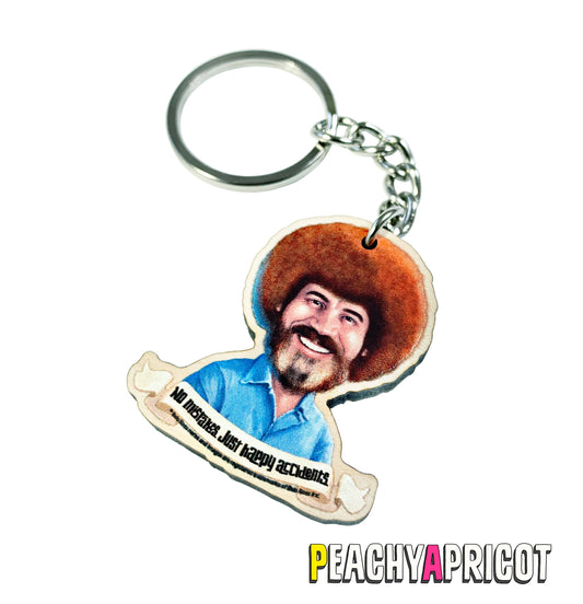 Bob Ross Happy Accidents Keychain