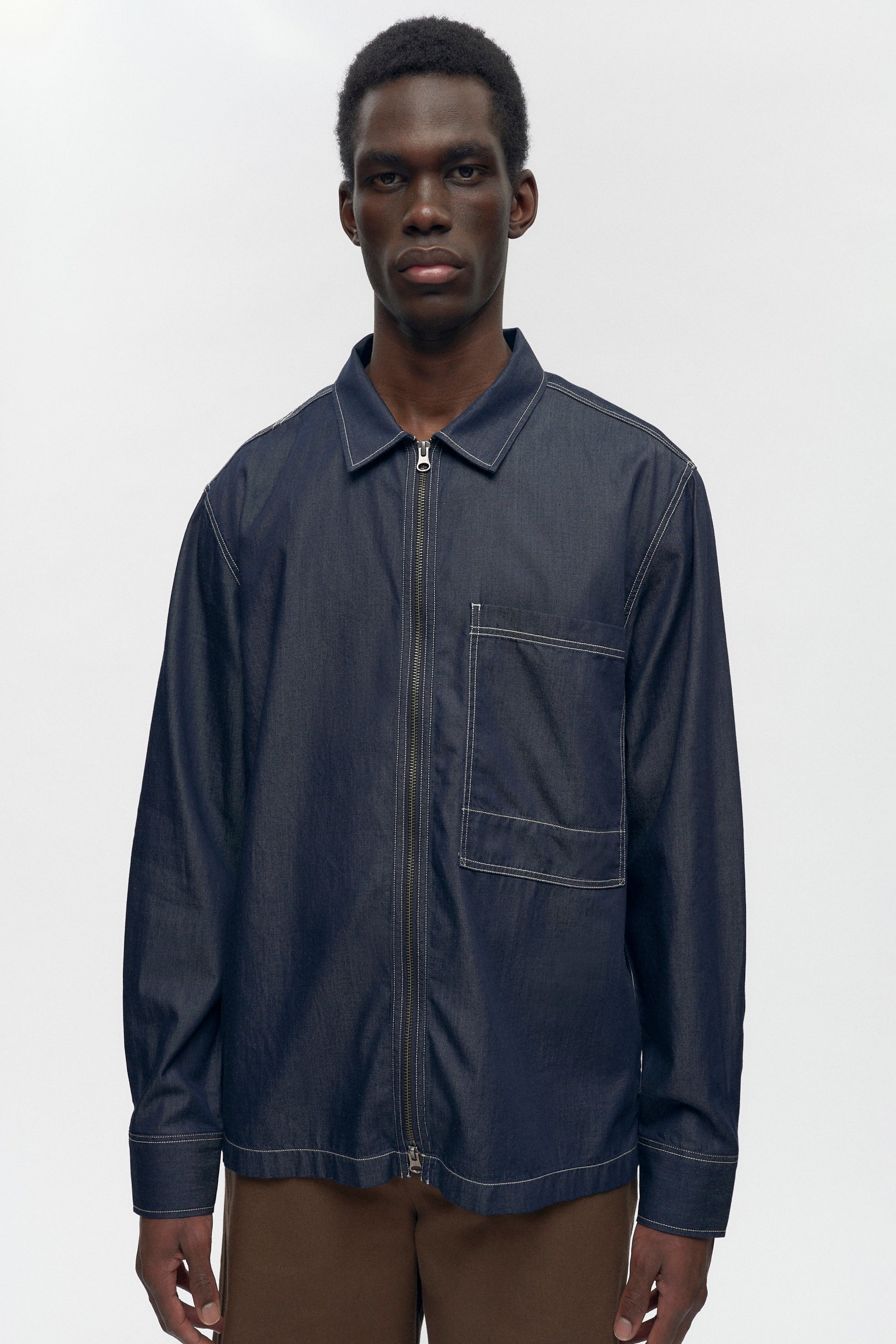 Men's Chambray Full Zip Shirt