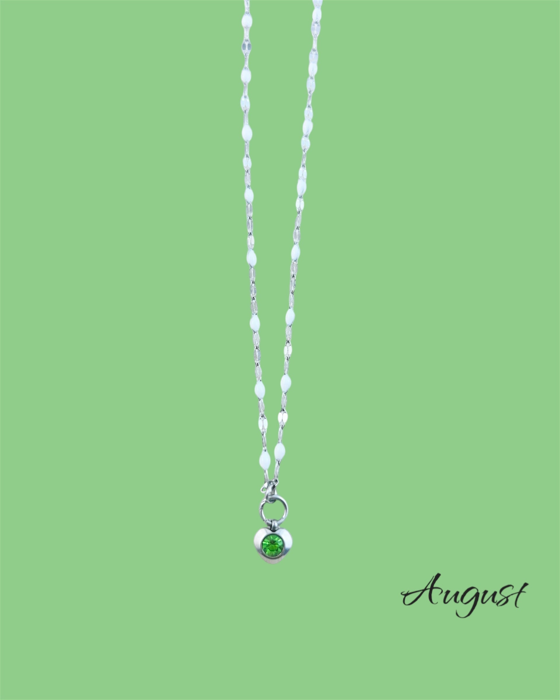 Colliers en argent avec pierres de cœur - différentes couleurs de pierres de naissance