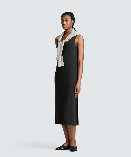 Robe de voyage midi en laine mérinos pour femme