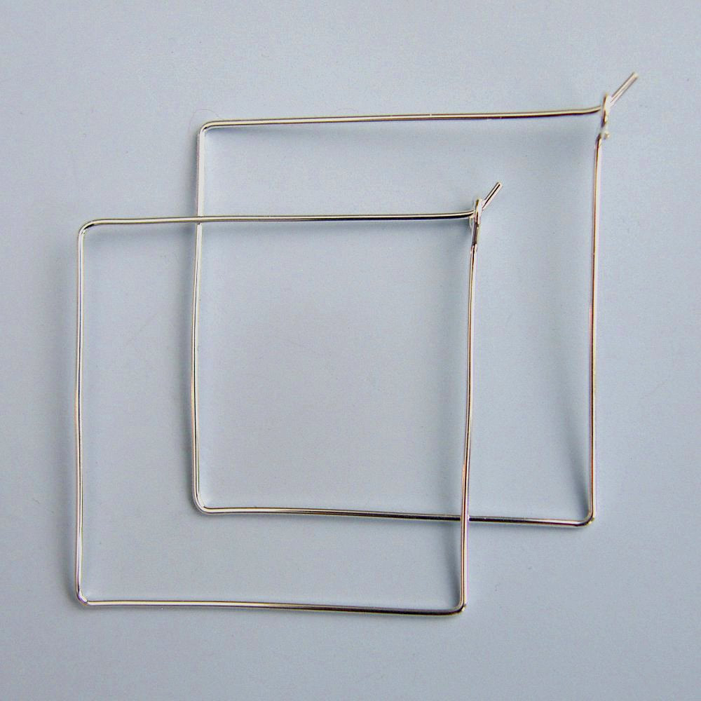 Square Hoops Sterling Silver Square Hoop Earrings 1.5 Inch