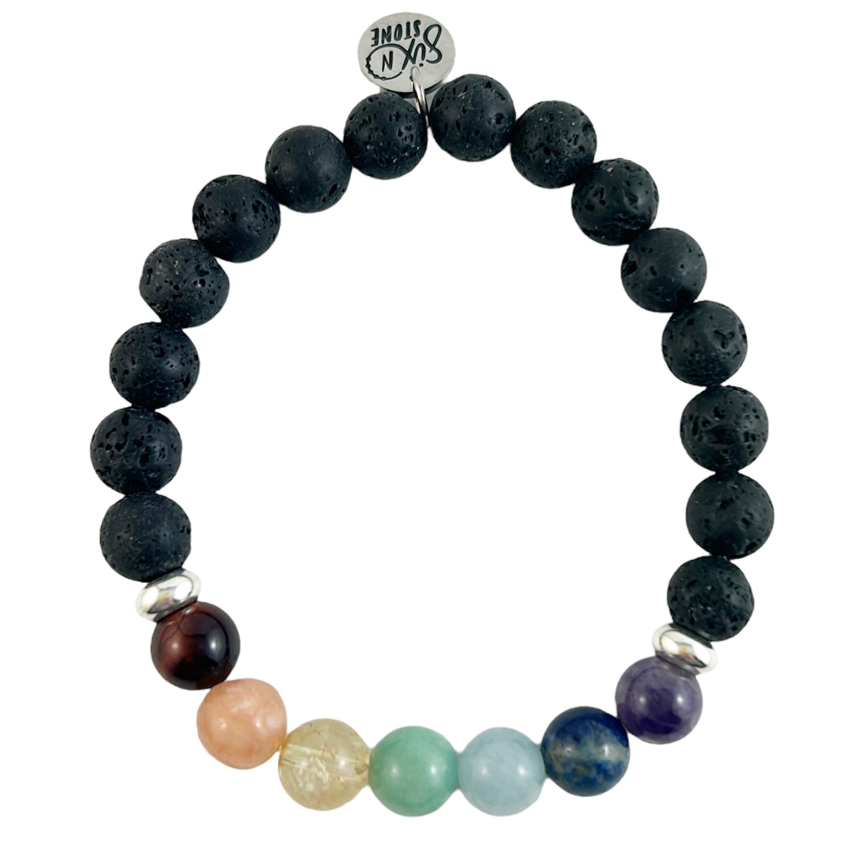 Bracelet Chakra en lave noire