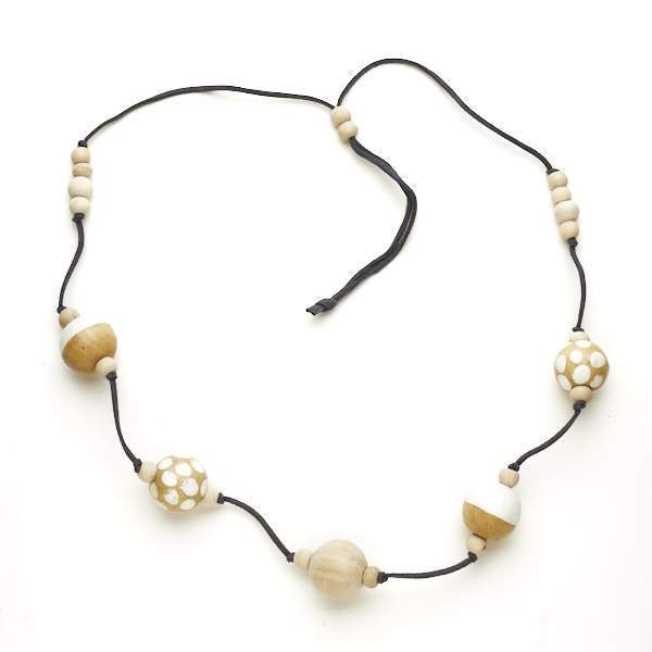 Spotty Long Wooden Ball Necklace