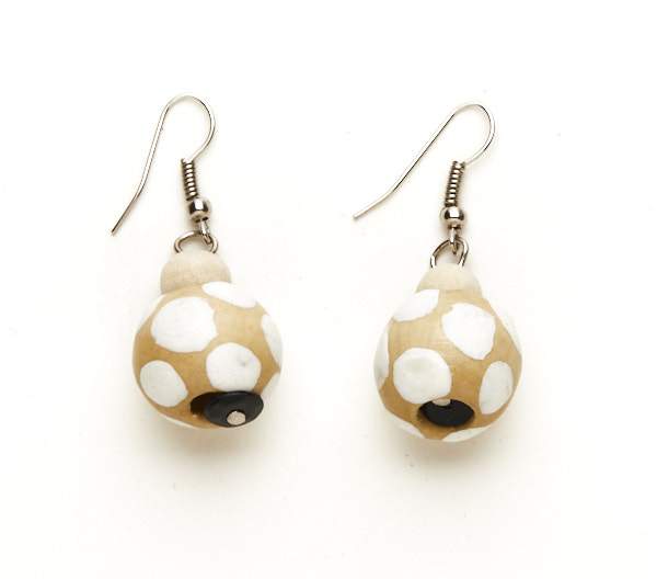 Spotty Wooden Ball Earrings