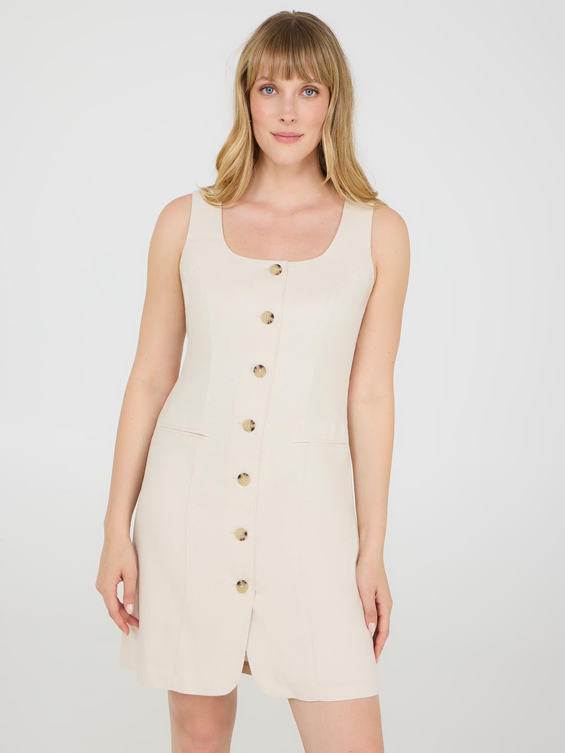Robe blazer sans manches en lin mélangé