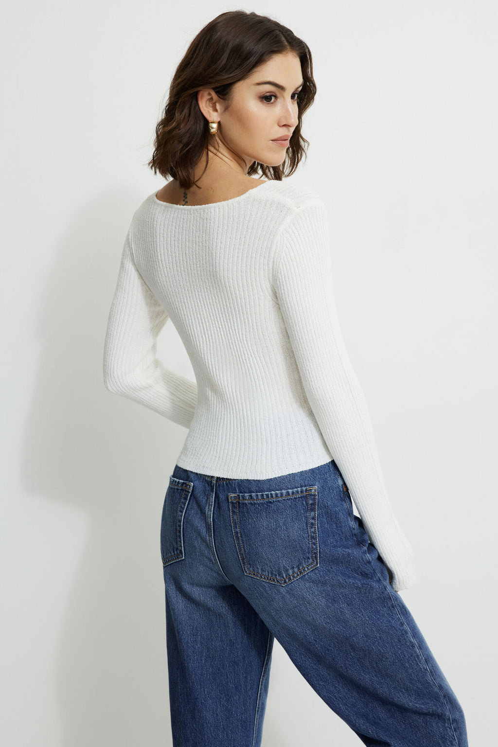 Mila Ribbed V Neck Cardigan