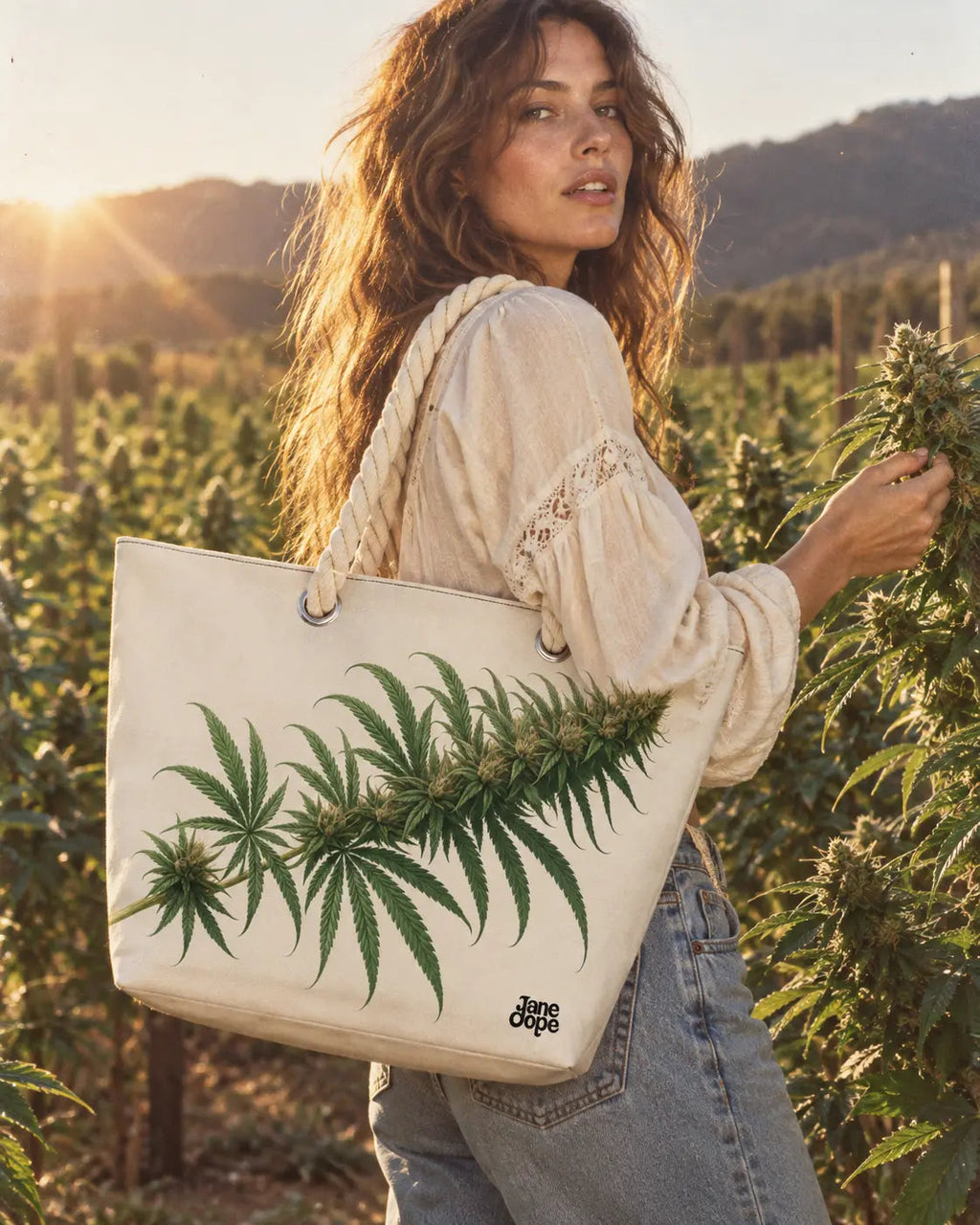 Flora Hemp rope tote bag