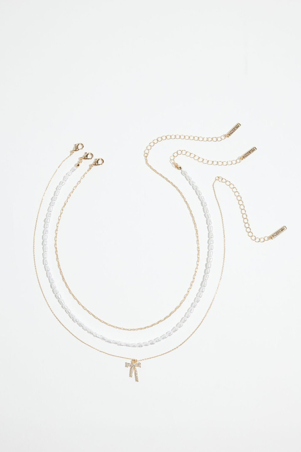3-Pack Pearl & Bow Necklaces