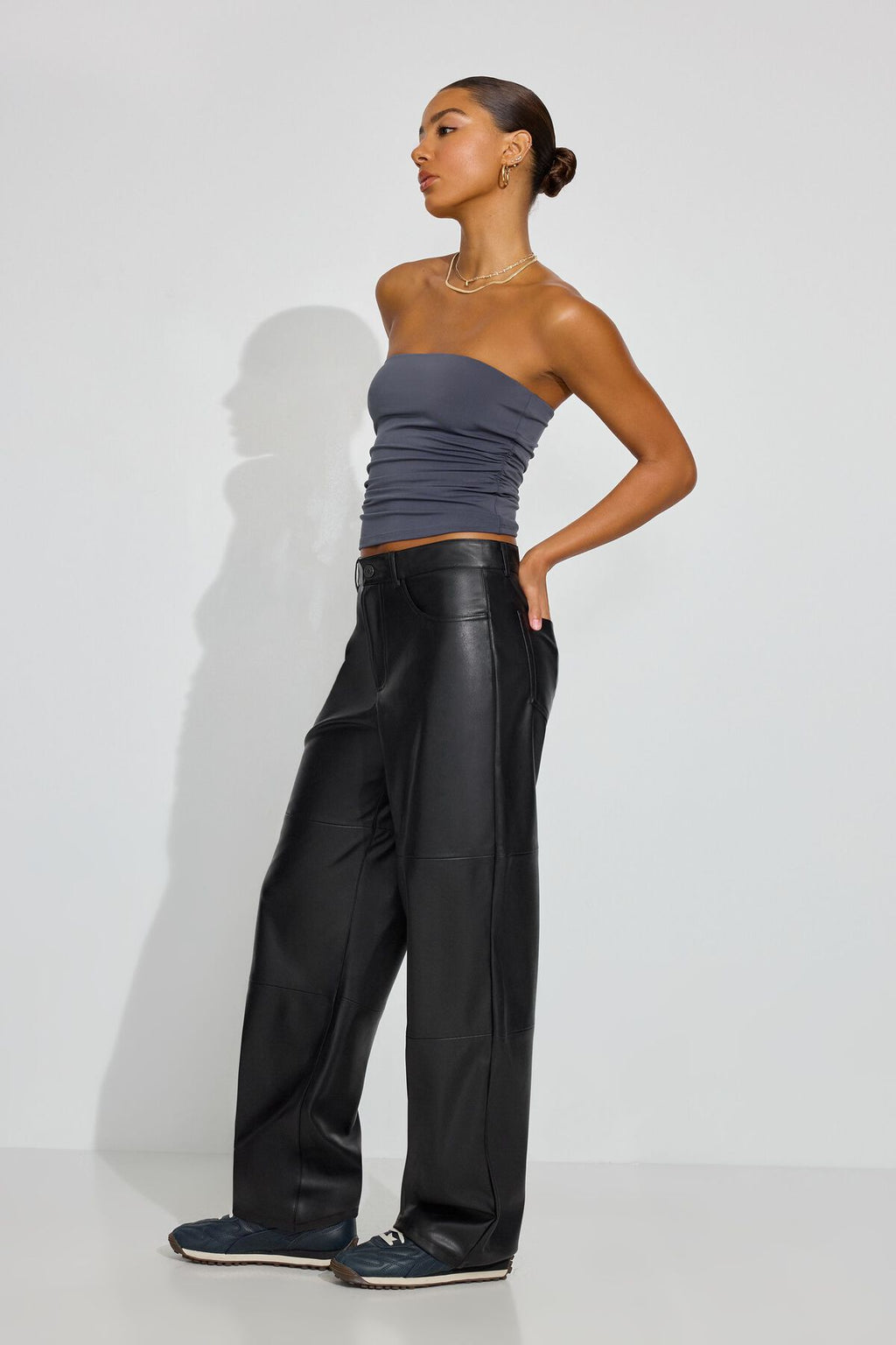 Pantalon ample en similicuir