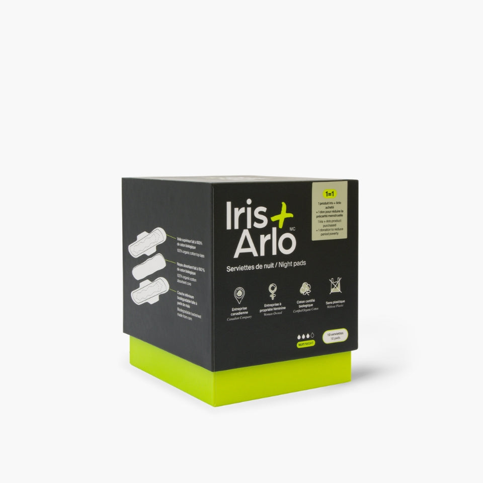 Serviettes hygiéniques de nuit 100 % coton biologique