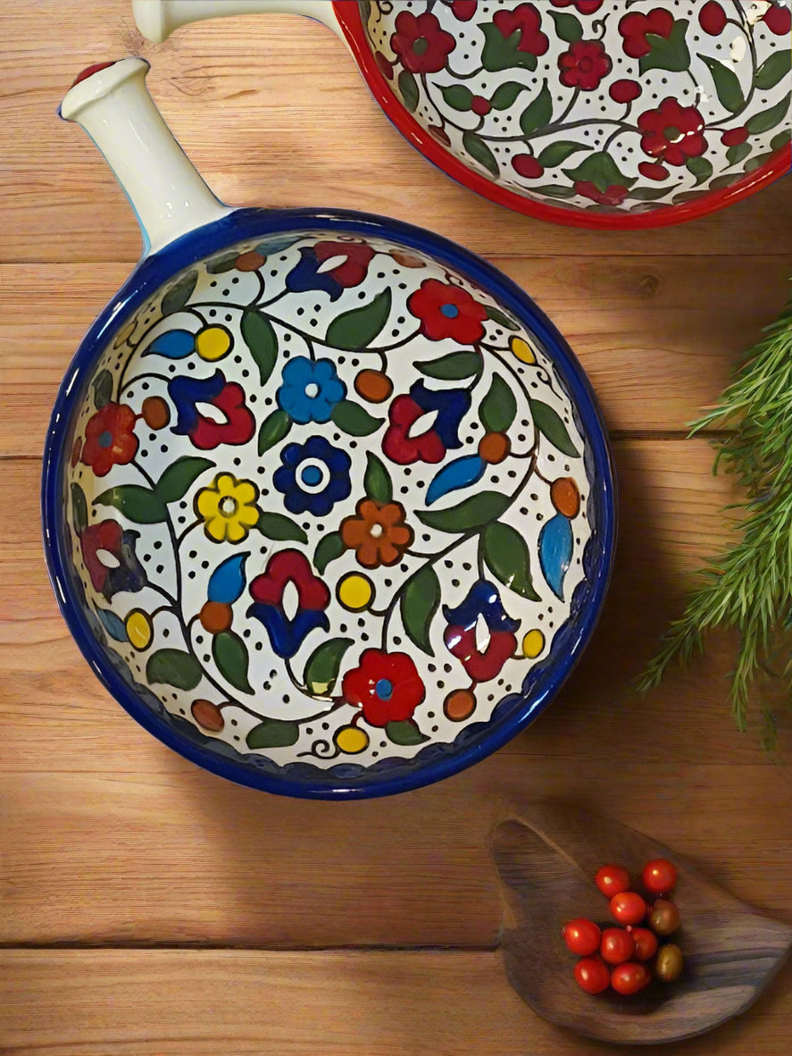 Handmade Ceramic Serving Pan  6 Inch Appetizer & Snack Dish  Floral & Various Designs