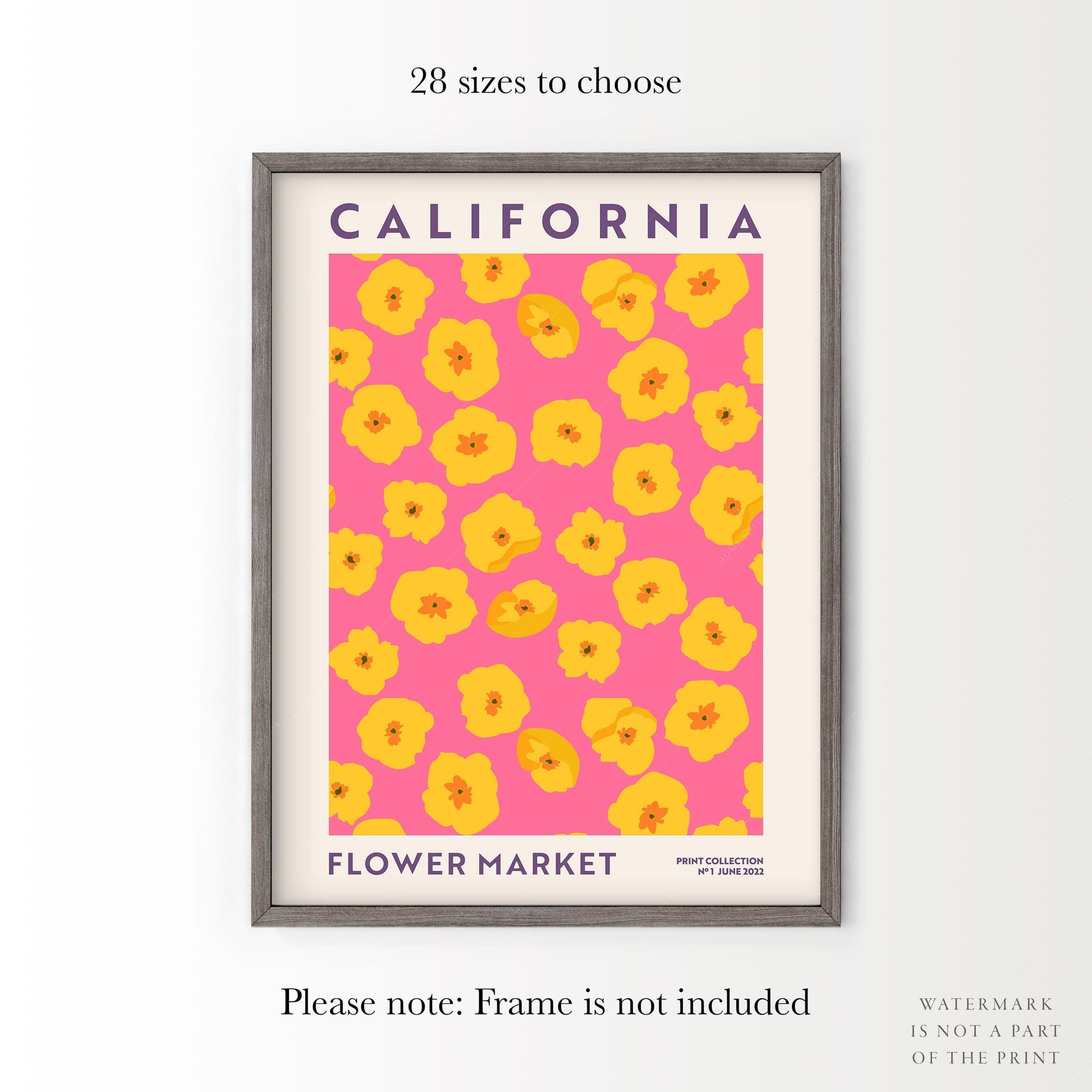 California Flower Market Print – Golden Poppy Floral Wall Art Poster