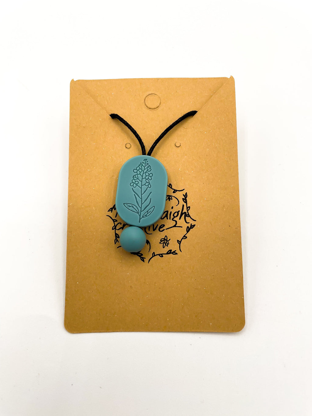 Blue Mustard Plant floral oval Chewlery Necklace