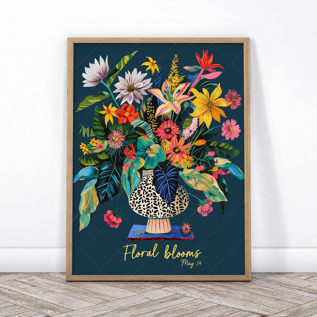 Floral Blooms Triptych Art Print Set – Vibrant Botanical Wall Decor