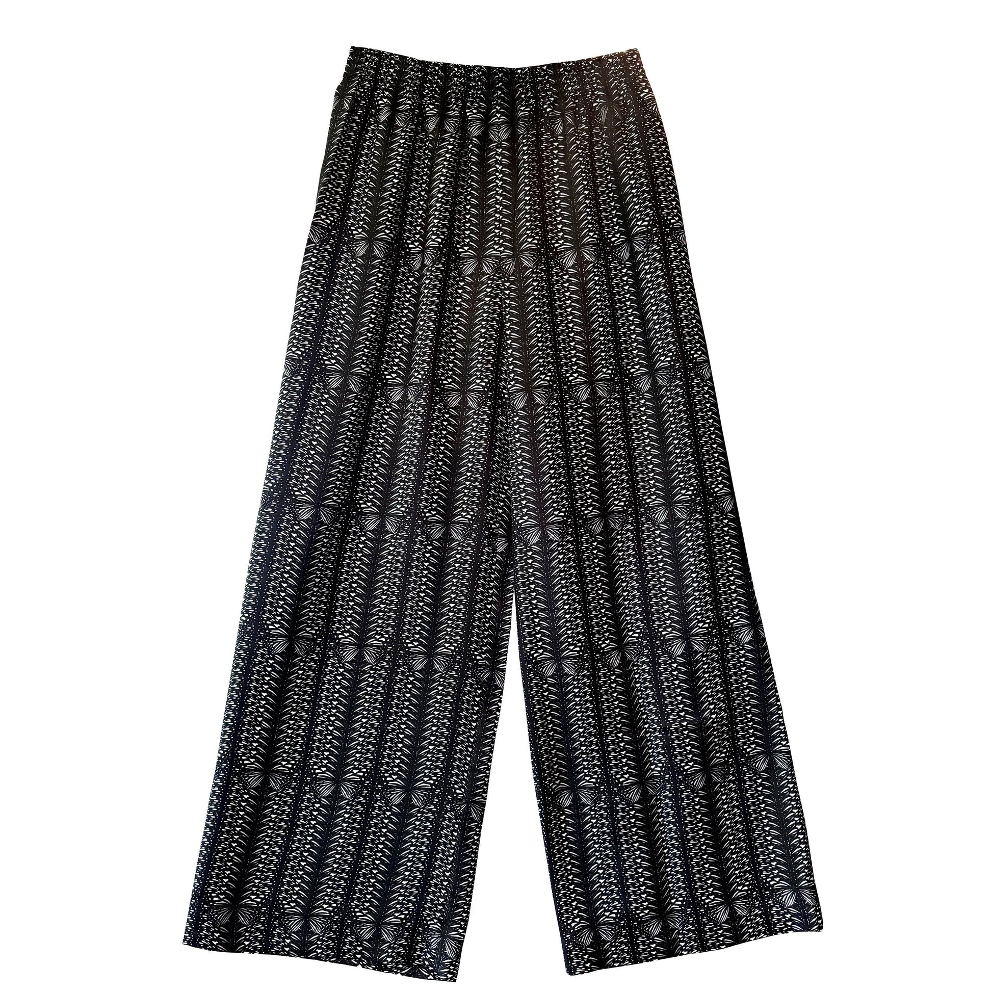 b&w flutter stripe silk pants