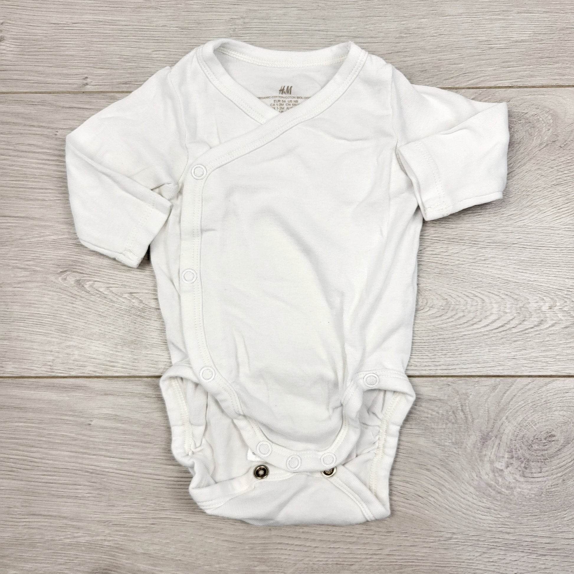 ECRS34 - Body cache-cœur blanc en coton bio H&amp;M. Taille 1-2 mois.